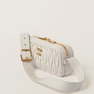 Miu Miu White Leather Matelasse Shoulder Bag